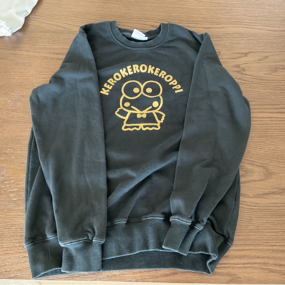 Sanrio Keroppi Black and Gold Crewneck Sweater